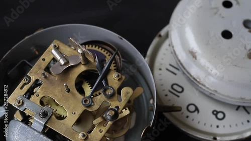 Wallpaper Mural Old vintage clock mechanism working, closeup shot with soft focus. Vintage Watch Gears Movement Macro. Torontodigital.ca