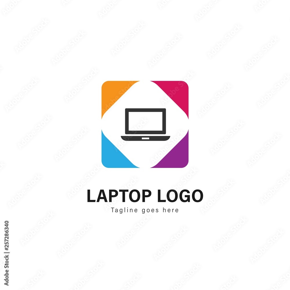 Laptop template design. Laptop logo with modern frame vector design Laptop template design. Laptop logo with modern frame vector design