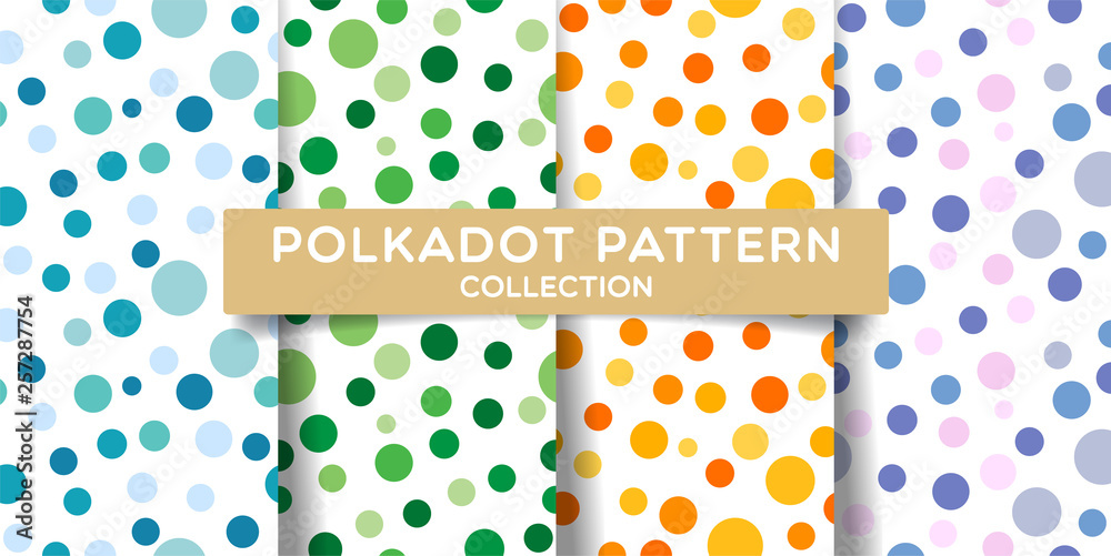 Polka dots seamless pattern collection. Colorful print design for textile, fabric, fashion, wallpaper, background. Vector eps 10