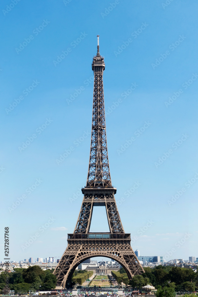 Eiffel Tower. Trocadero Square. Paris, France, on August 2, 2018.