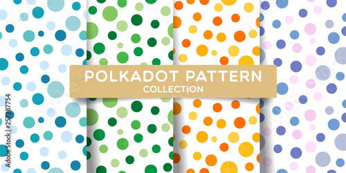 Polka dots seamless pattern collection. Colorful print design for textile, fabric, fashion, wallpaper, background. Vector eps 10 photo