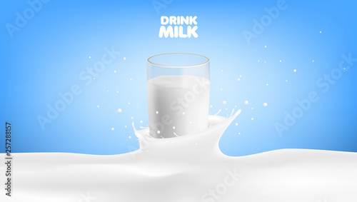 Realistic Milk In A Glass With Shadow