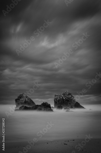 Seascapes and rock formations, long exposure shot