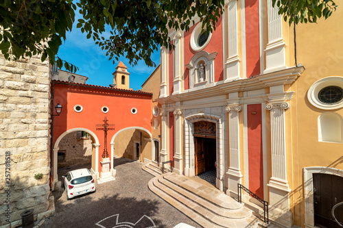 Antibes Cathedral on small town square. photo