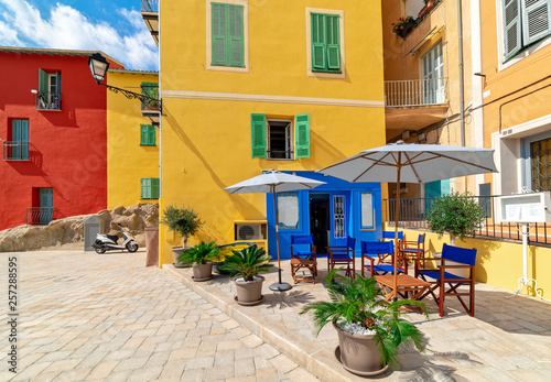 Colorful houses in Menton, France.