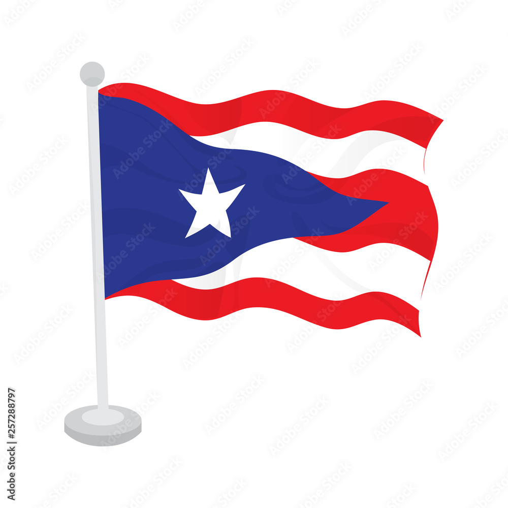 Waving flag of Puerto Rico on a flagpole. Vector illustration design Waving flag of Puerto Rico on a flagpole. Vector illustration design