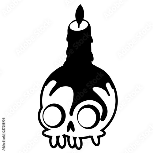 Skull with candle flat illustration on white