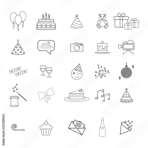 Set ot birthday party hapy day icons