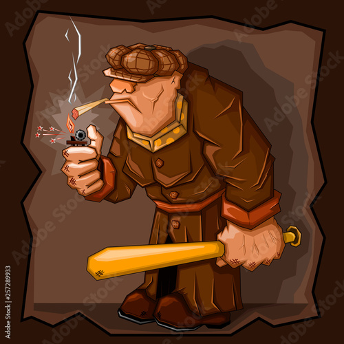 Gangster of The 30-th Years with a cigarette.