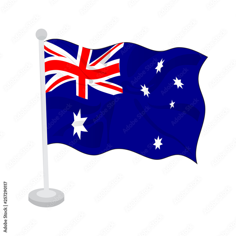 Waving flag of Australia on a flagpole. Vector illustration design Waving flag of Australia on a flagpole. Vector illustration design