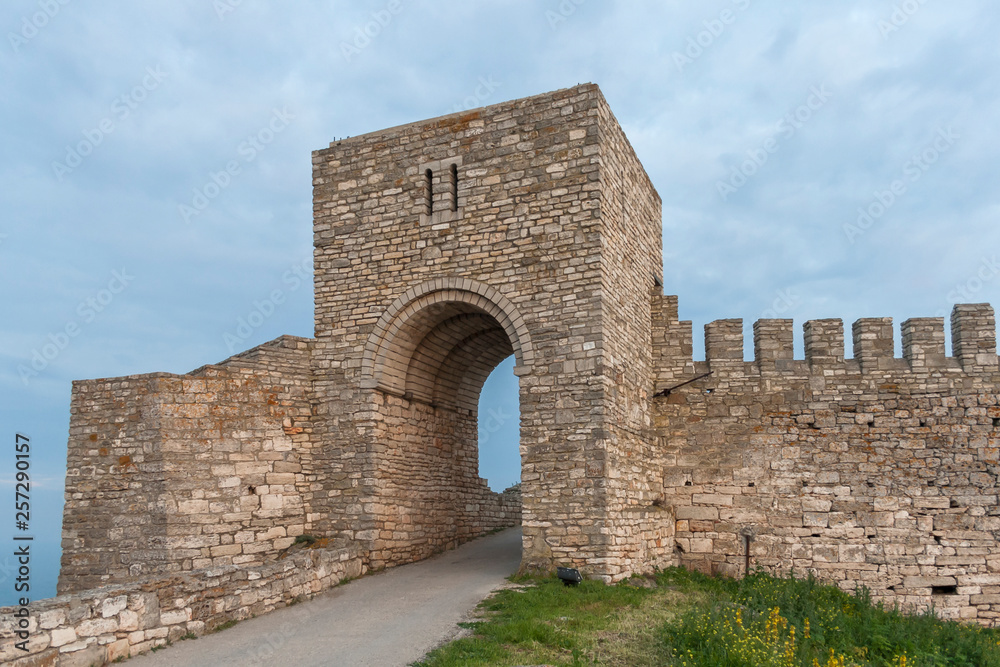 Sunset view of Ruins of fortress at Kaliakra Cape at Black Sea Coast,  Dobrich Region, Bulgaria
