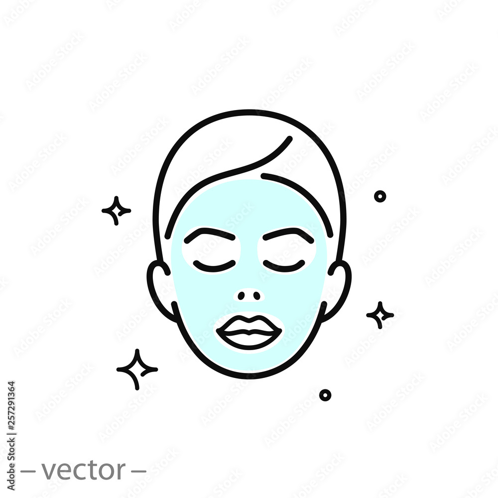 face mask sheet, skin care icon, beauty skin, woman's face linear sign on white background - editable vector illustration eps10 [преобразованный]