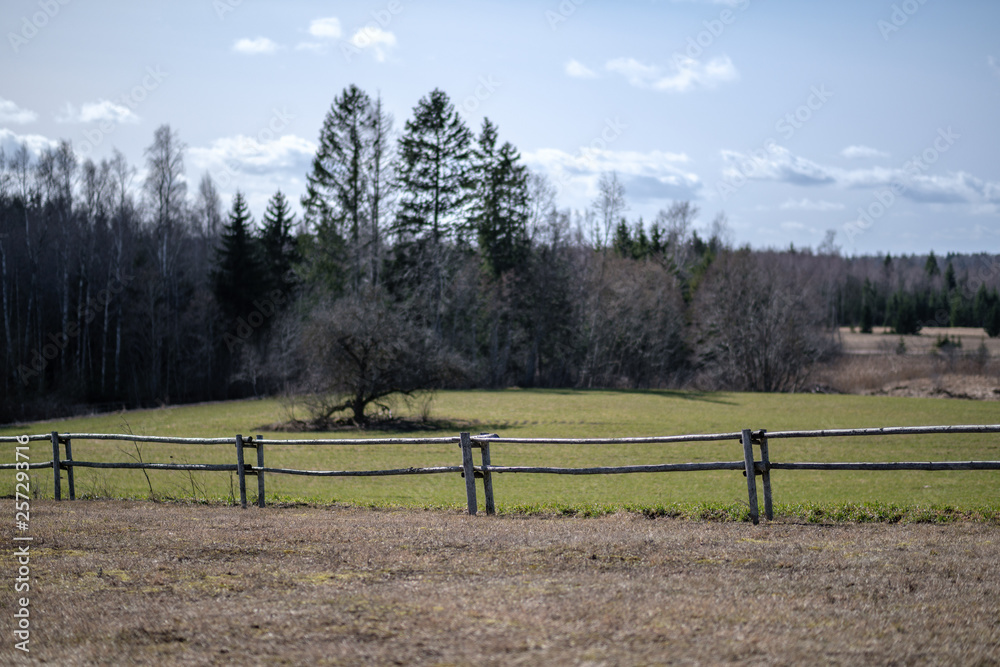 old wooden fence in countryside park old wooden fence in countryside park
