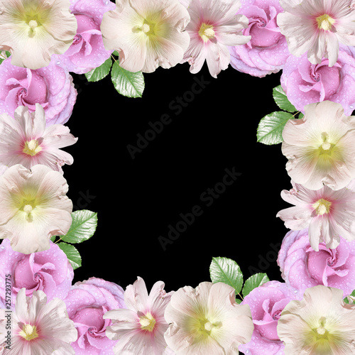 Wallpaper Mural Beautiful floral background of lilac roses and mallow. Isolated Torontodigital.ca
