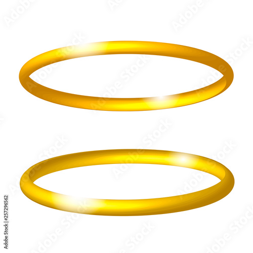 Gold realistic angel ring. Vector illustration.