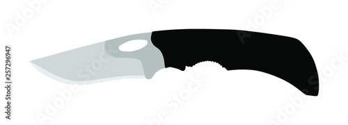 Hunting knife vector illustration isolated on white background. Military knife slice symbol. Survivor tool. Dirk sign. Bayonet vector. Kitchen tool equipment.