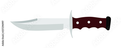 Hunting knife vector. Military knife vector illustration isolated on white background. Slice symbol. Aggressive survivor tool. Dirk sign. Bayonet vector. Kitchen tool. Cooking equipment.