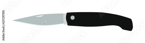 Hunting knife vector illustration isolated on white background. Military knife slice symbol. Survivor tool. Dirk sign. Bayonet vector. Kitchen tool equipment.