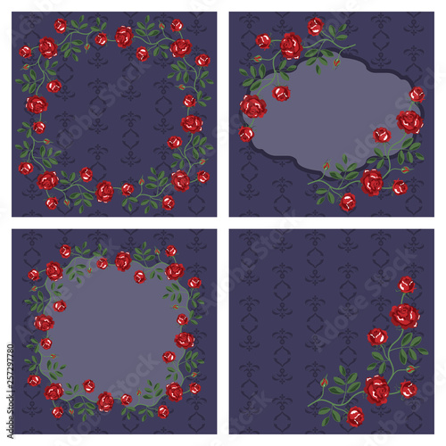 Vector set of floral frames