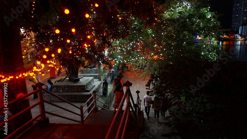 Wesak festival decorations gangaramaya temple Colombo ceylon, sri lanka, buddhist festival