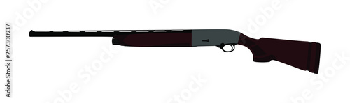 Rifle vector illustration isolated on white background. Hunting rifle silhouette symbol. Semi automatic carbine. Army and police weapons. Shotgun gun. Powerful deadly weapon.