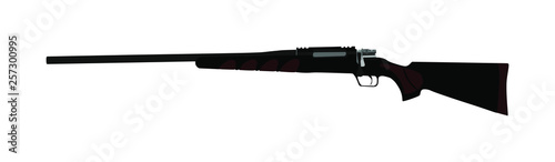 Rifle vector illustration isolated on white background. Hunting rifle silhouette symbol. Semi automatic carbine. Army and police weapons. Shotgun gun. Powerful deadly weapon.