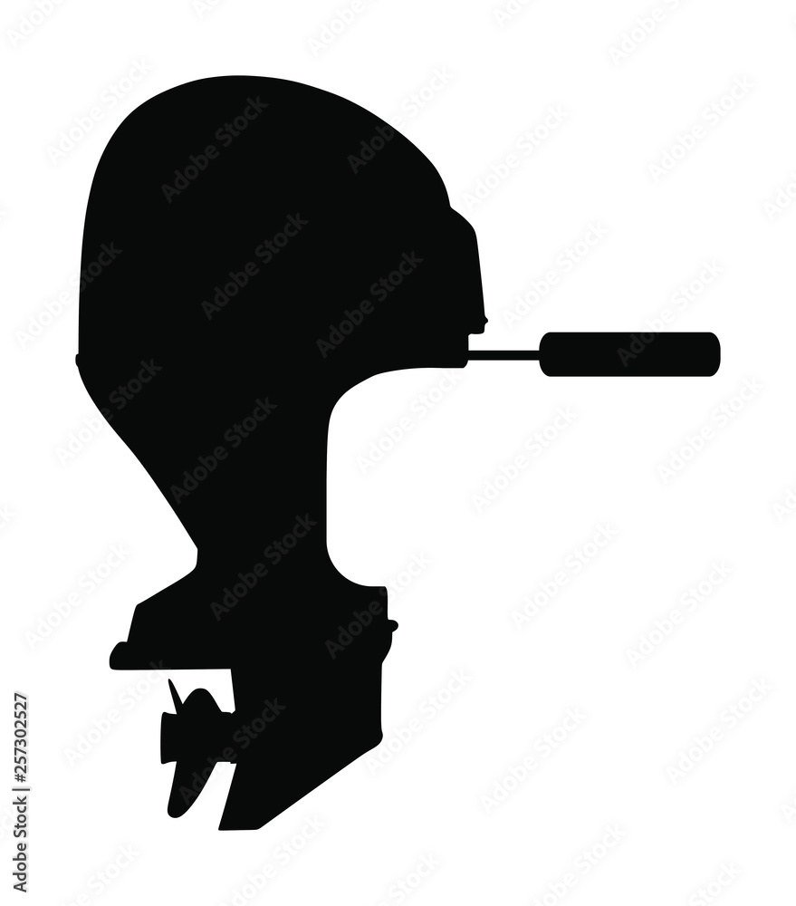 Boat engine vector silhouette isolated on white background. Outboard ...