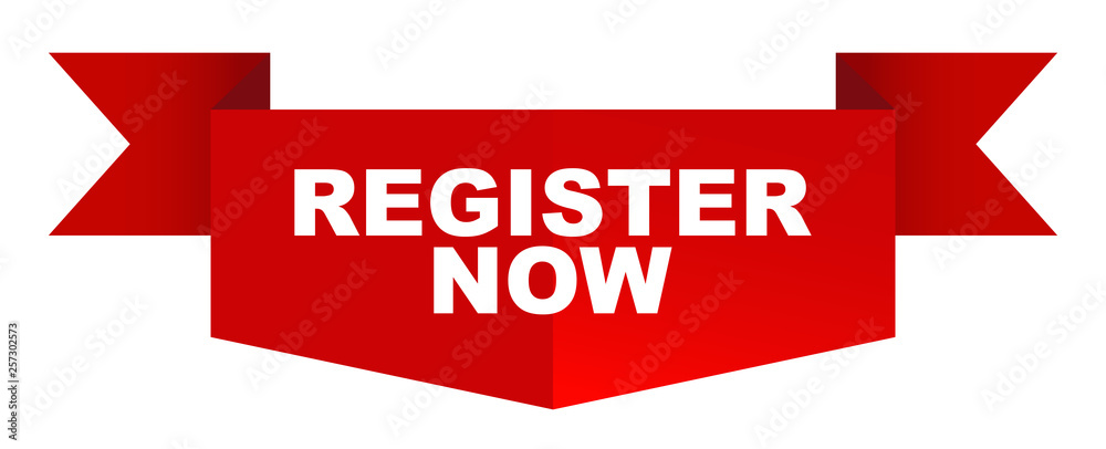 red vector banner register now red vector banner register now