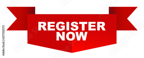 red vector banner register now
