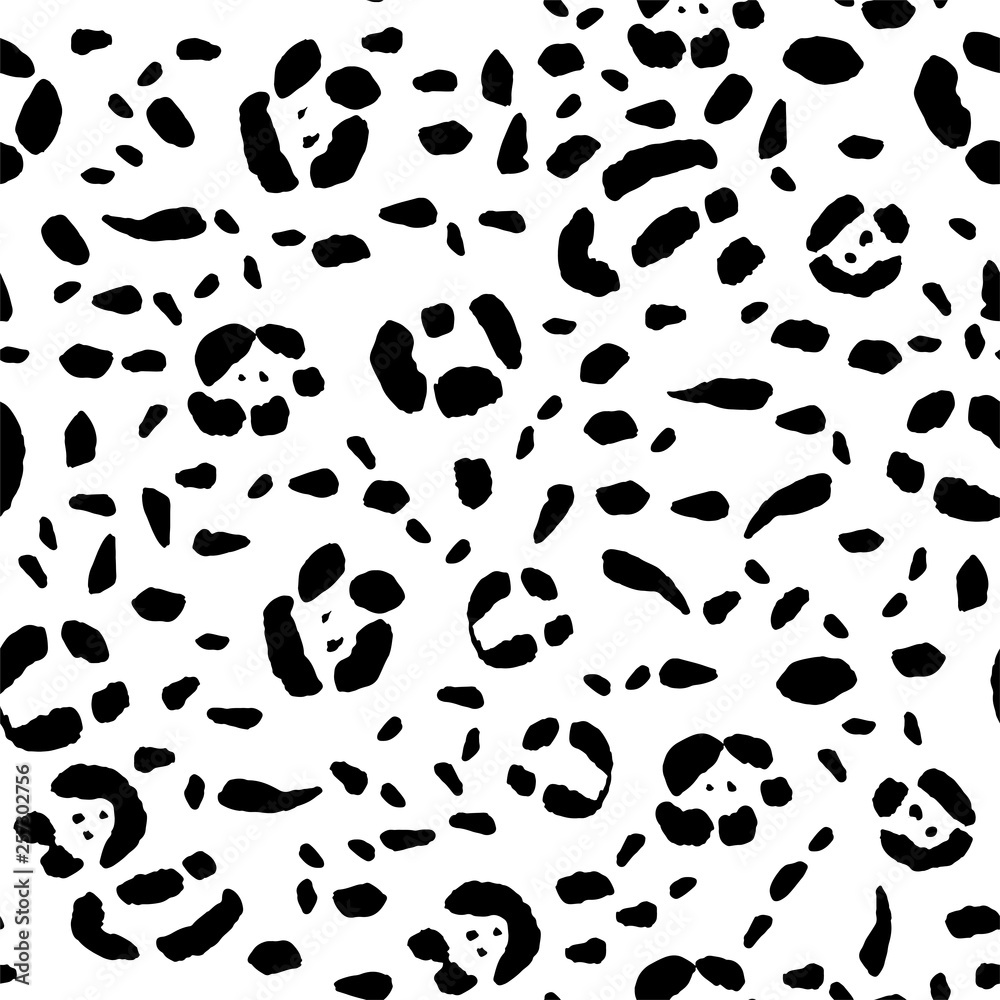 Seamless animal print, black spots on a white background. Stock vector illustration. Seamless animal print, black spots on a white background. Stock vector illustration.
