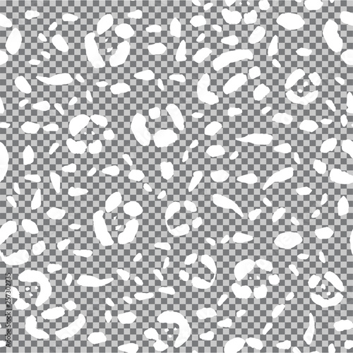 Animal print, seamless background, whites spots of a jaguar. Transparent background. Stock vector illustration.