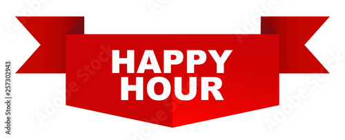 red vector banner happy hour