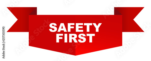 red vector banner safety first