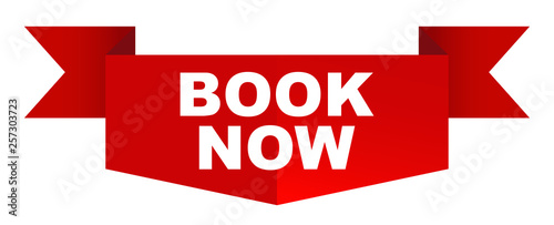 red vector banner book now