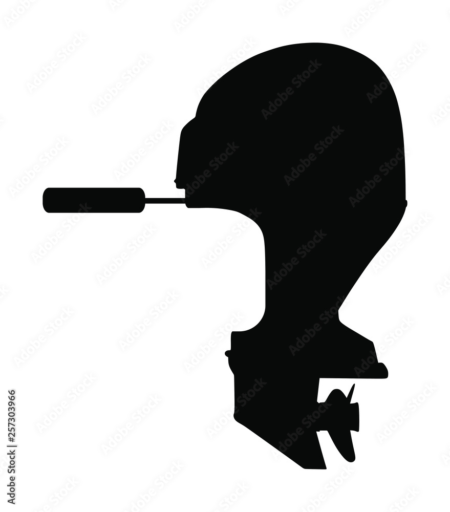 Boat engine vector silhouette isolated on white background. Outboard boat motor glyph. Powerful motor for sports boat or yacht. Boat engine vector silhouette isolated on white background. Outboard boat motor glyph. Powerful motor for sports boat or yacht.
