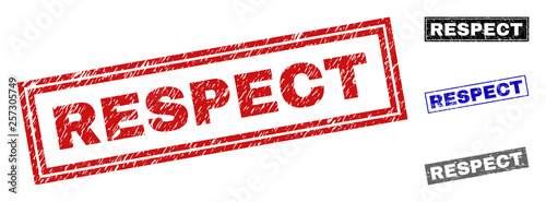 Wallpaper Mural Grunge RESPECT rectangle stamp seals isolated on a white background. Rectangular seals with grunge texture in red, blue, black and grey colors. Torontodigital.ca