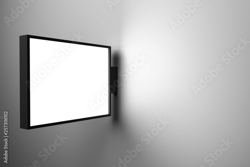 Fotografie Blank store signboard mock up, 3d rendering illustration