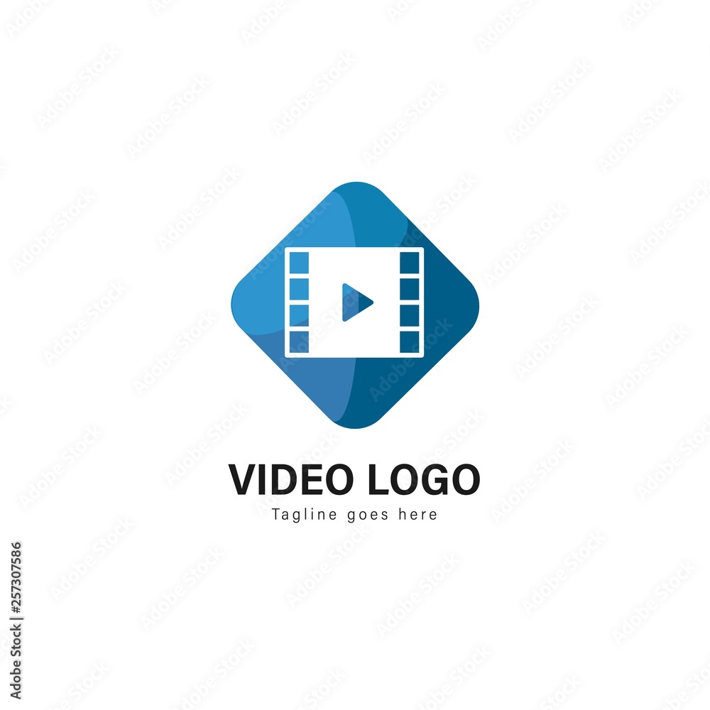 Video logo template design. Video logo with modern frame vector design Video logo template design. Video logo with modern frame vector design