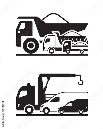 Various construction trucks - vector illustration