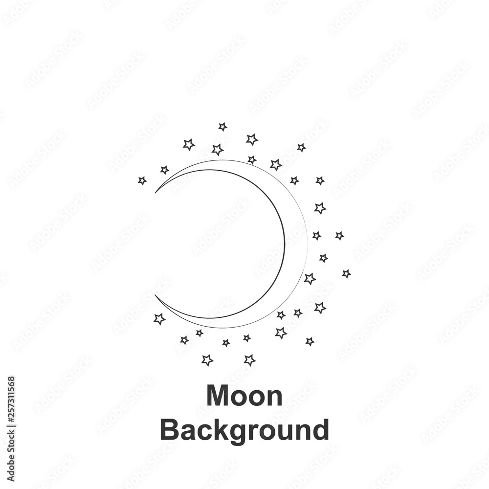 Fototapeta premium Moon round background, hand drawn