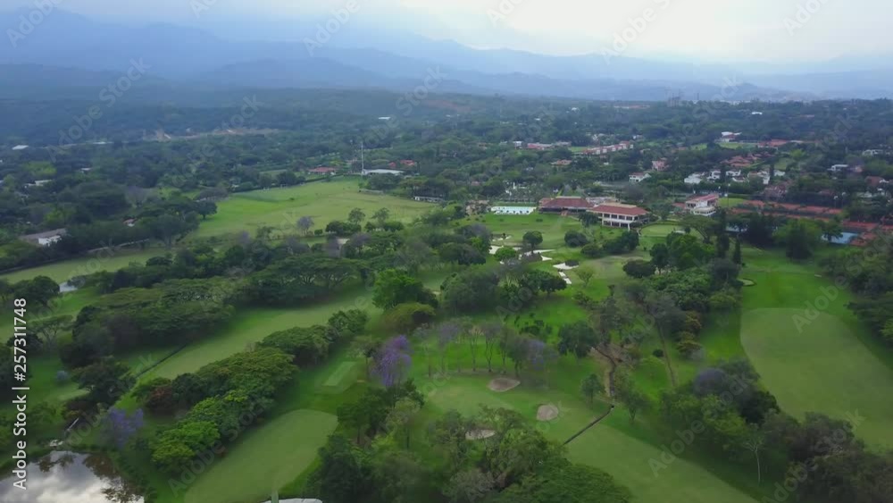AERIAL: wide push over the terrain found near the resort in Colombia. AERIAL: wide push over the terrain found near the resort in Colombia.