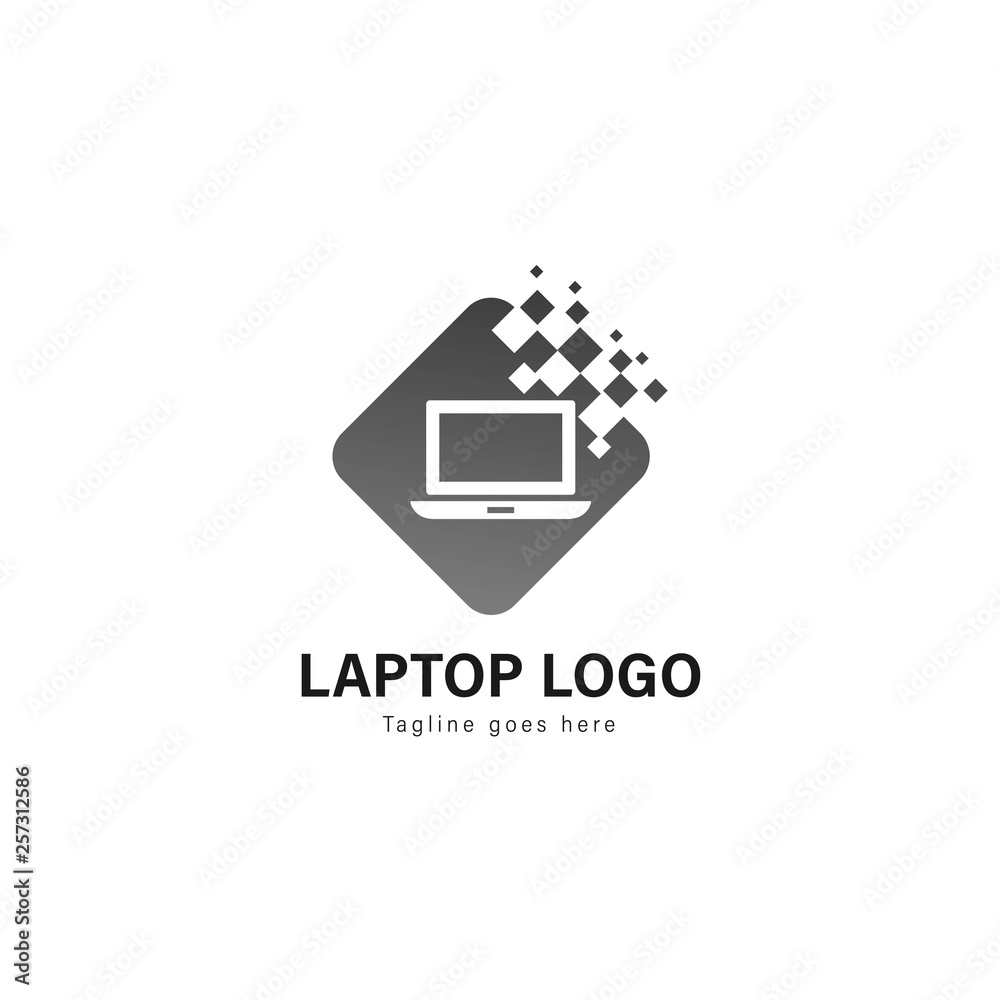 Laptop template design. Laptop logo with modern frame vector design