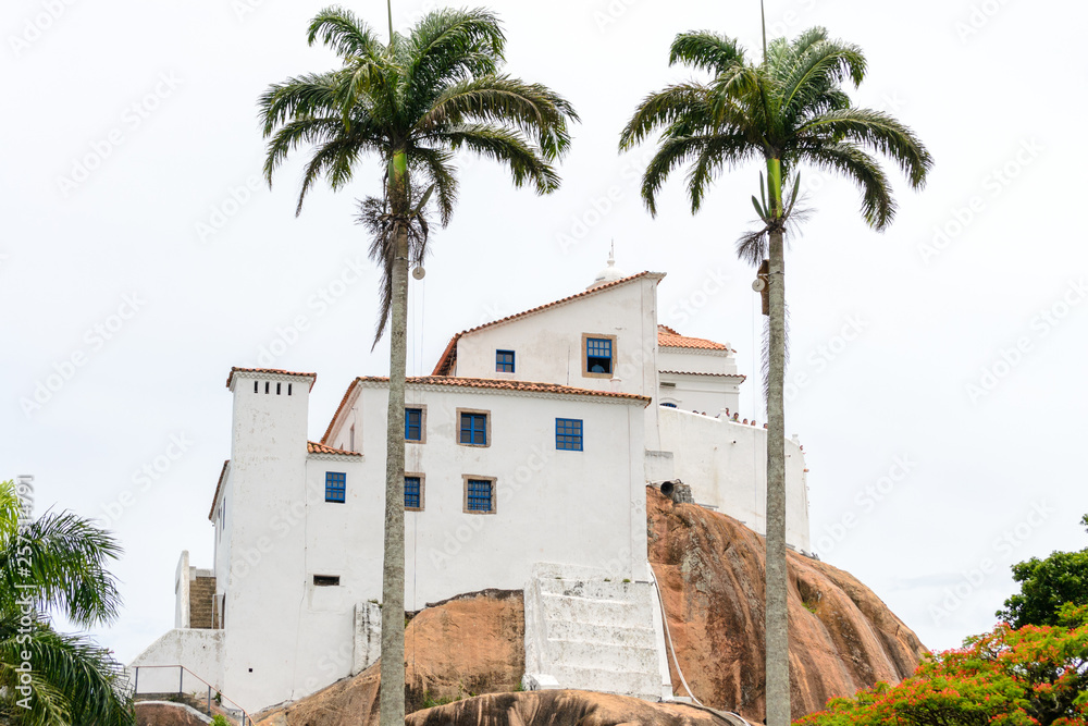 Detail of the beautiful Convento Da Penha on top of a hill and surrounded by nature in Vitòria, Espirito Santo, Brazil