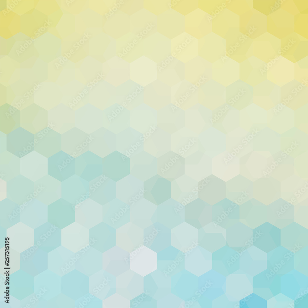 Abstract background consisting of pastel blue, yellow hexagons. Geometric design for business presentations or web template banner flyer. Vector illustration