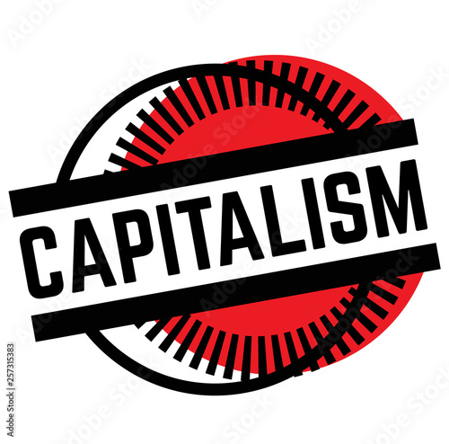 Print capitalism stamp on white