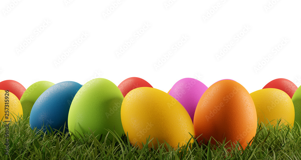 easter eggs green grass field 3d-illustration easter eggs green grass field 3d-illustration