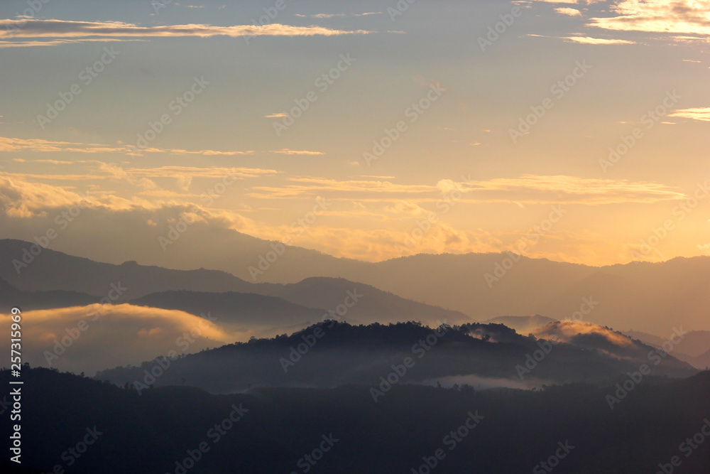 sea fog on the mountain hills in the morning sea fog on the mountain hills in the morning