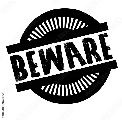 Print beware stamp on white