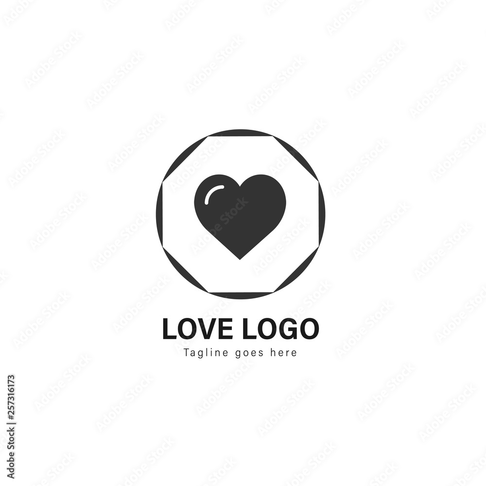 Love logo template design. Love logo with modern frame vector design Love logo template design. Love logo with modern frame vector design