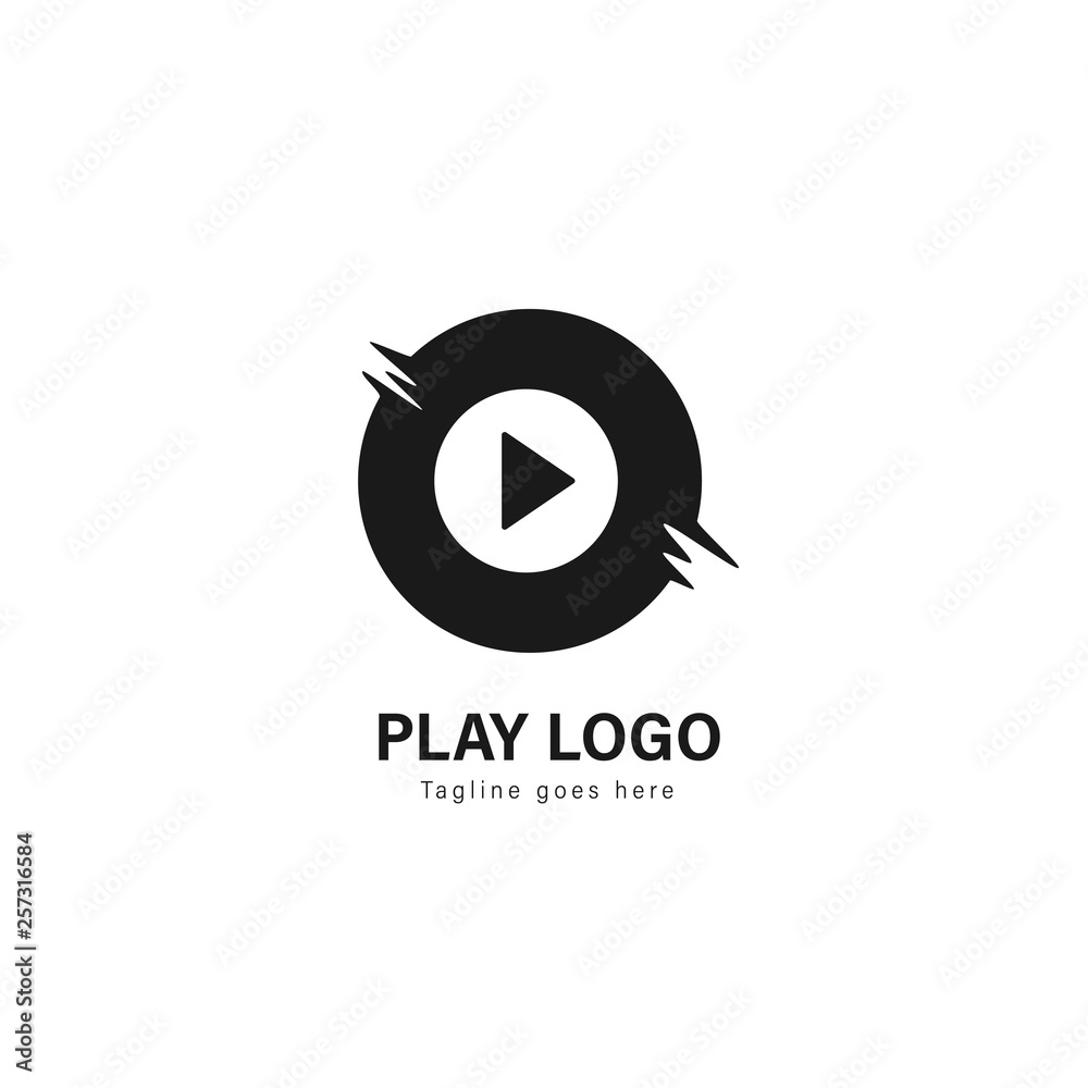 Media play logo template design. Media play logo with modern frame vector design